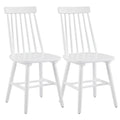Set of Two White Solid Wood Windsor Back Dining Side Chairs on a white background
