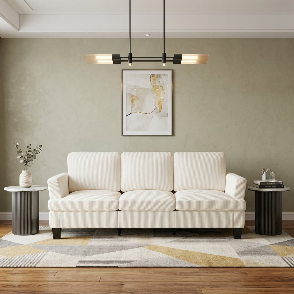84" Dark Gray Corduroy Sofa
