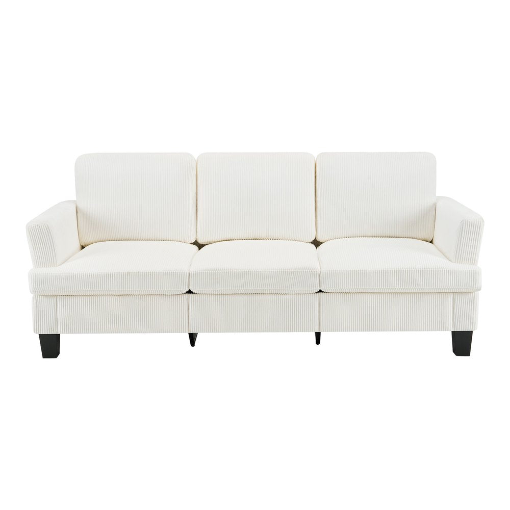 84" Dark Gray Corduroy Sofa on a white background