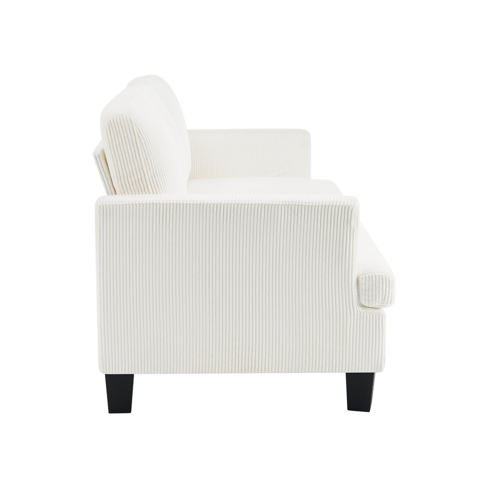 84" White Corduroy Sofa