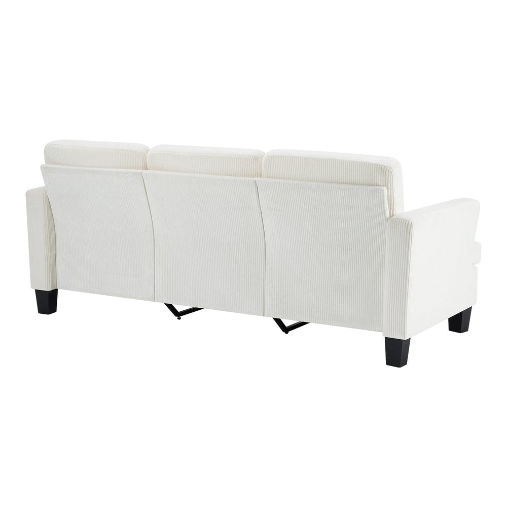 84" White Corduroy Sofa