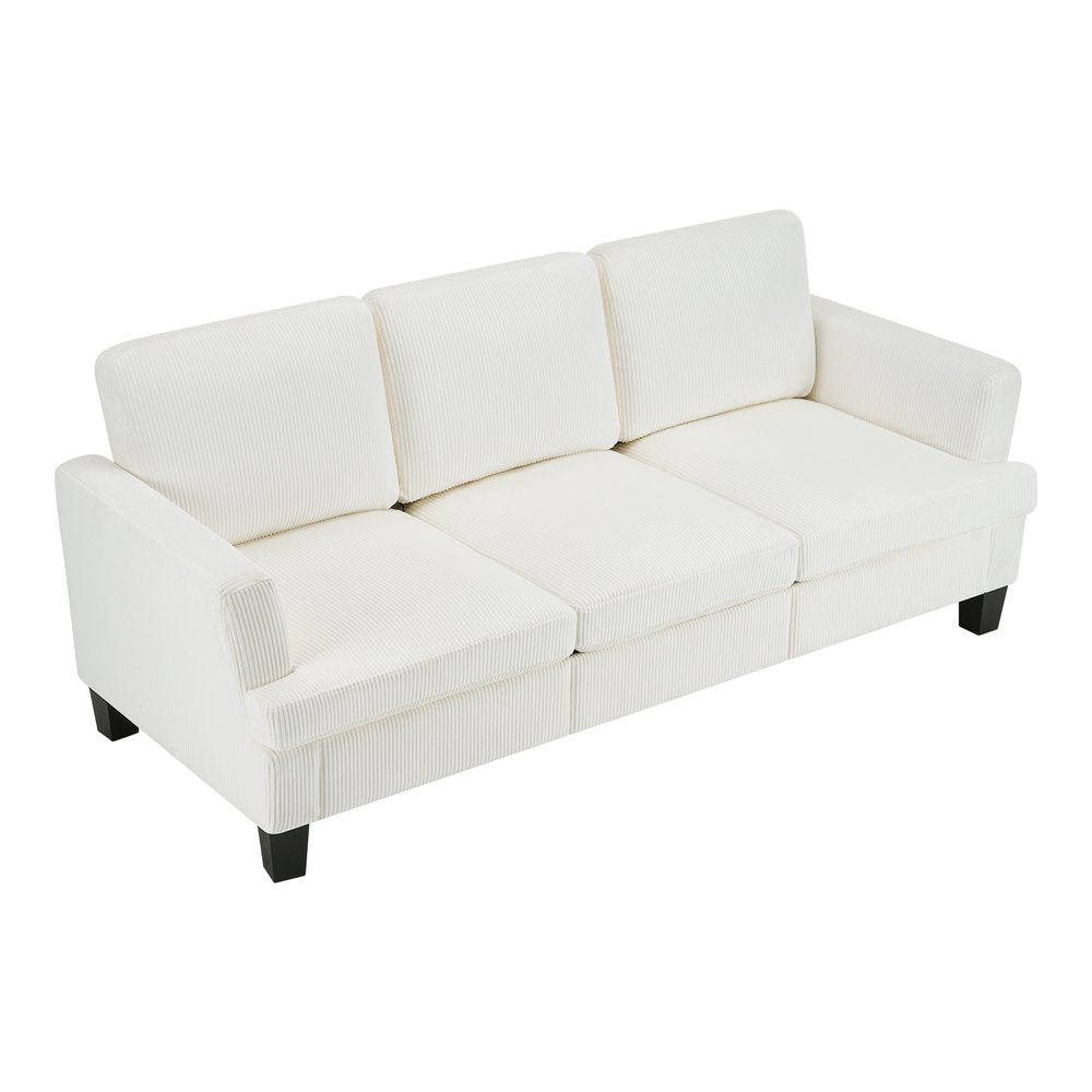 84" White Corduroy Sofa