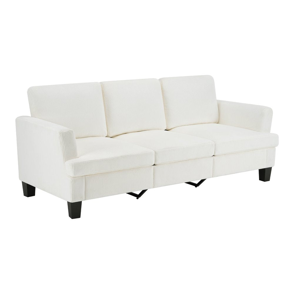 84" Dark Gray Corduroy Sofa on a white background