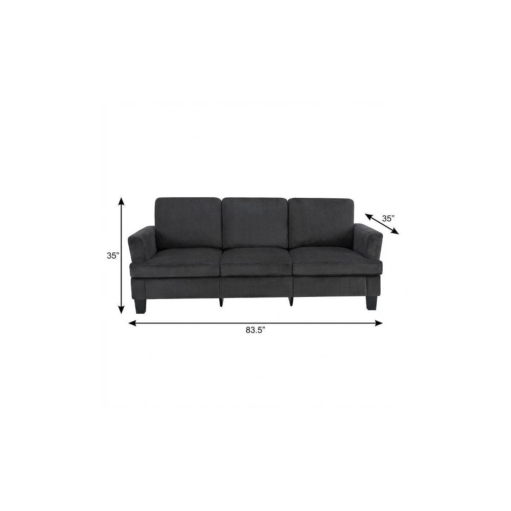 84" White Corduroy Sofa