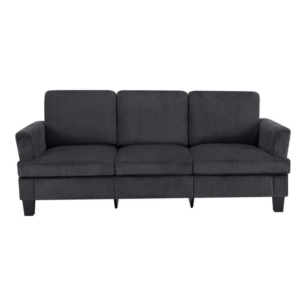 84" Dark Gray Corduroy Sofa on a white background