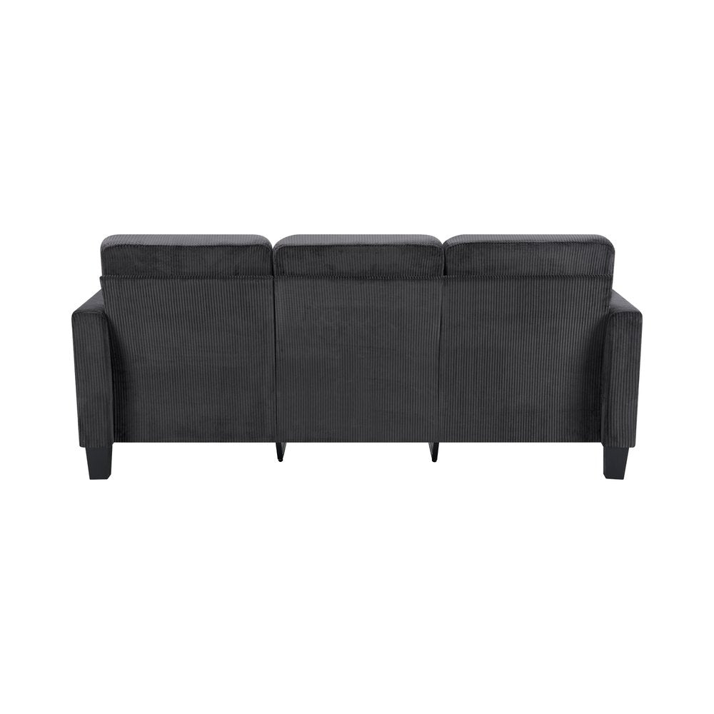 84" Dark Gray Corduroy Sofa on a white background