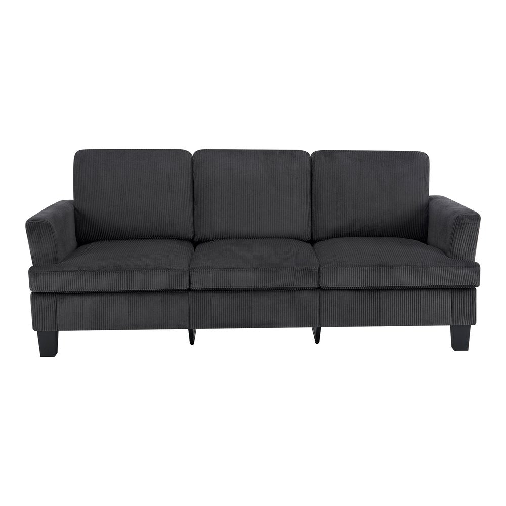 84" Dark Gray Corduroy Sofa on a white background