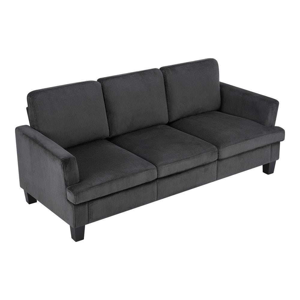 84" White Corduroy Sofa