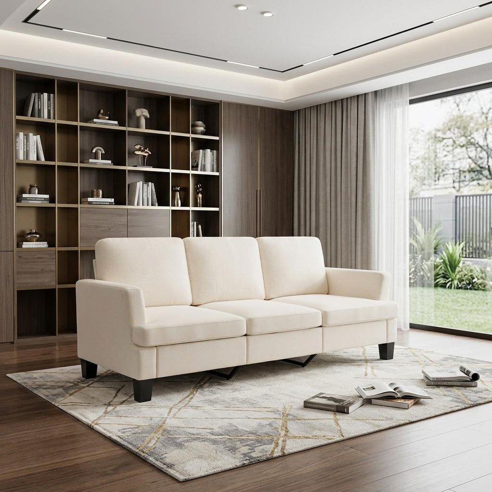 84" Beige Linen Sofa