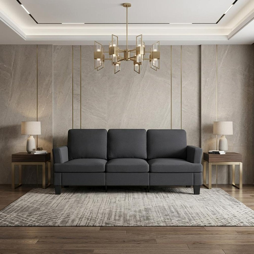 84" Beige Linen Sofa in a home interior