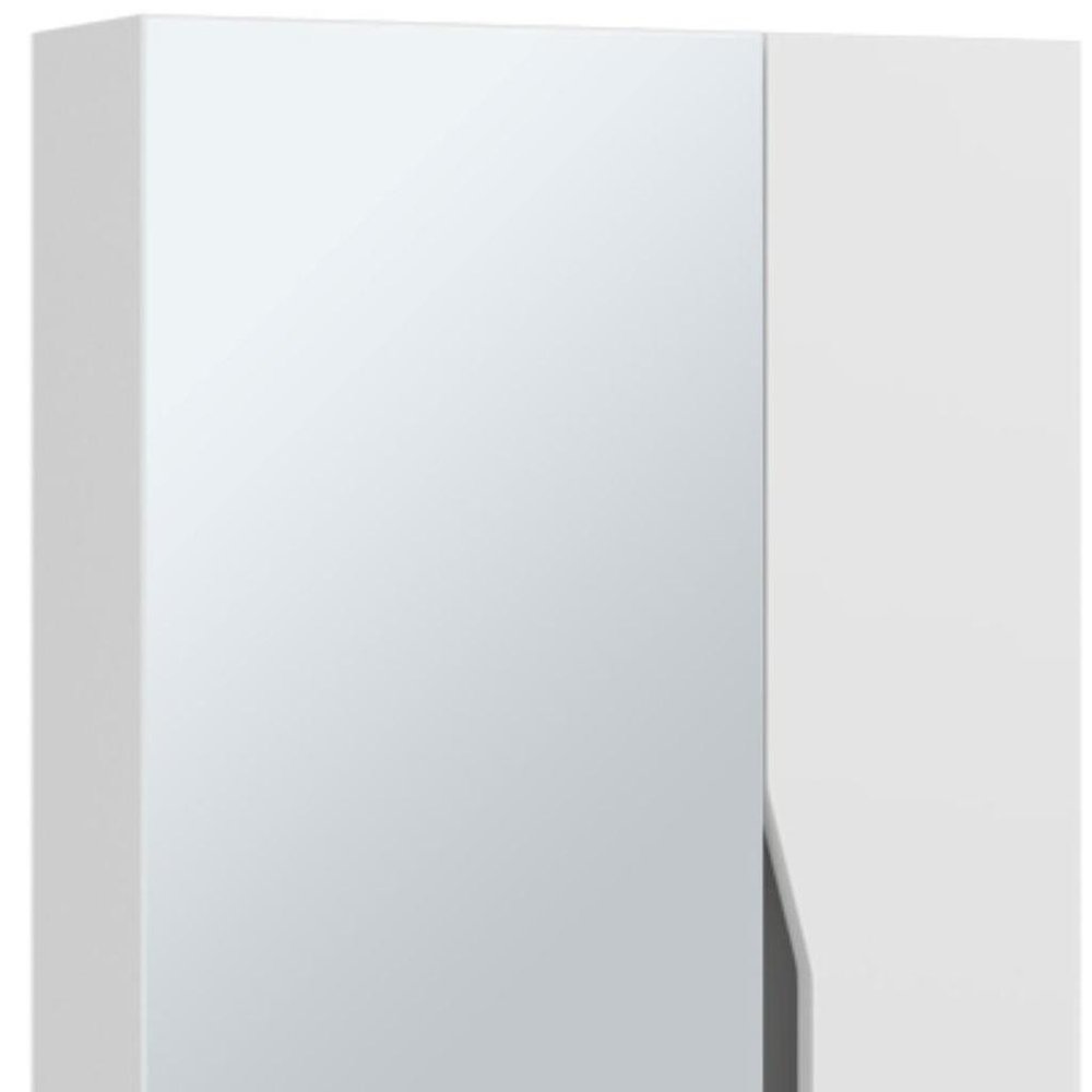 7" White Wood Floating Double Door Bathroom Vanity And Medicine Cabinet With Mirror