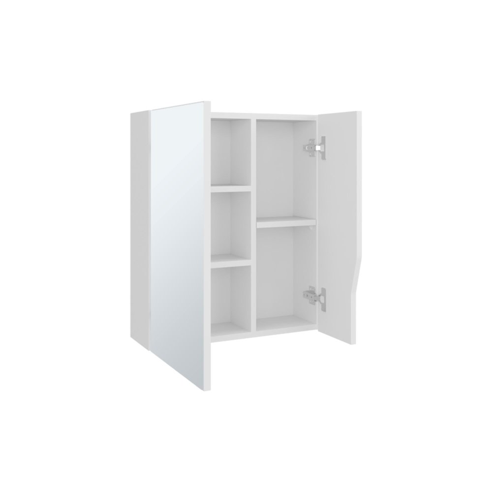 7" White Wood Floating Double Door Bathroom Vanity And Medicine Cabinet With Mirror on a white background