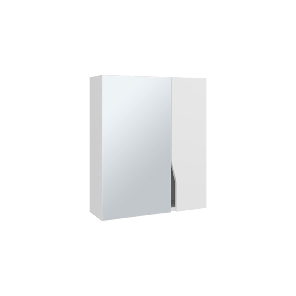 7" White Wood Floating Double Door Bathroom Vanity And Medicine Cabinet With Mirror on a white background