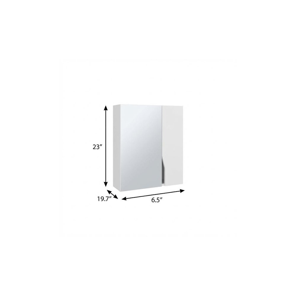7" White Wood Floating Double Door Bathroom Vanity And Medicine Cabinet With Mirror