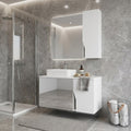 7" White Wood Floating Double Door Bathroom Vanity And Medicine Cabinet With Mirror