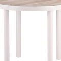 36" Natural and White Glass Wood and Aluminum Round Outdoor Dining Table. Outdoor table isolated on a plain white background, in a white glass finish.