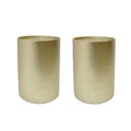 Set of Two Hammered Gold Iron Round Drum End Tables on a white background