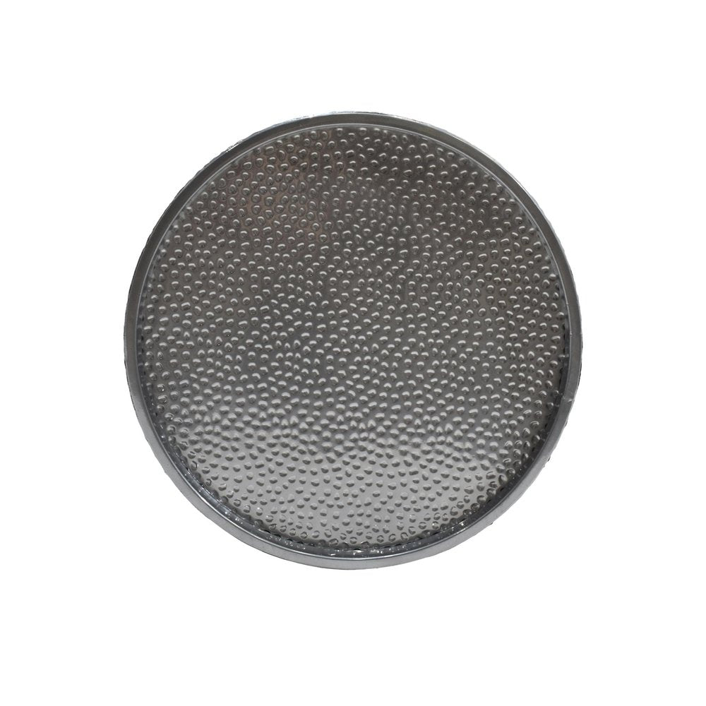 Set of Two Hammered Gold Iron Round Drum End Tables on a white background