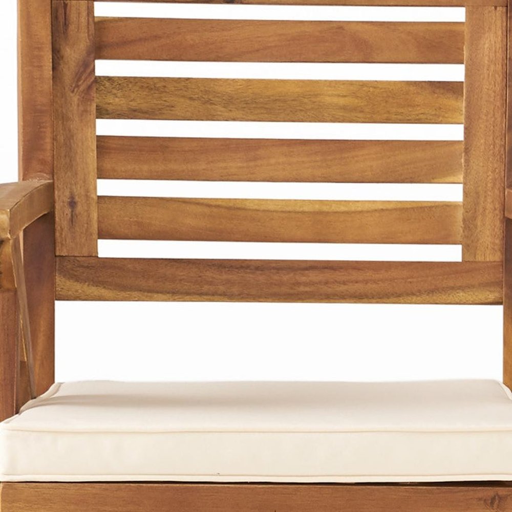 30" Natural Solid Wood Outdoor Bar Height Chair