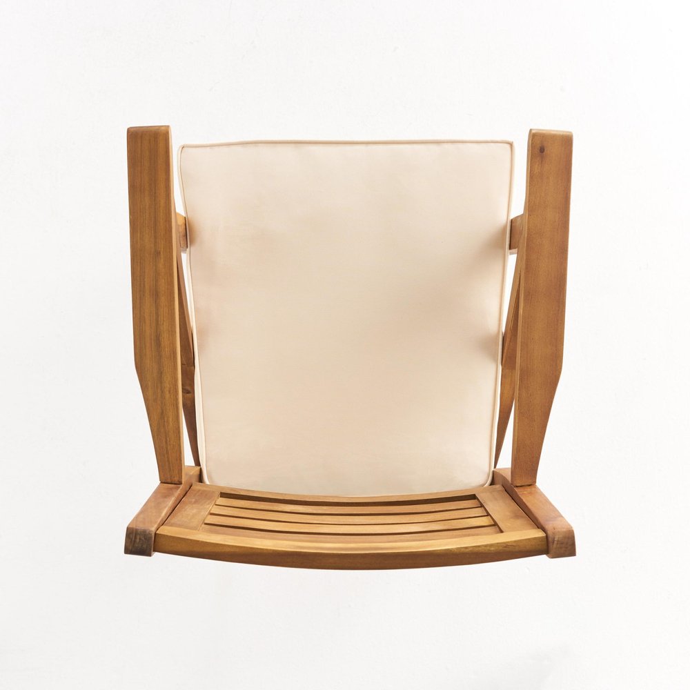 30" Natural Solid Wood Outdoor Bar Height Chair