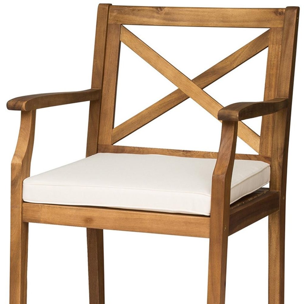 Set of Two 30" Brown Solid Wood Outdoor Bar Height Chairs - 45.75" H x 22.50" W x 24.00" D
