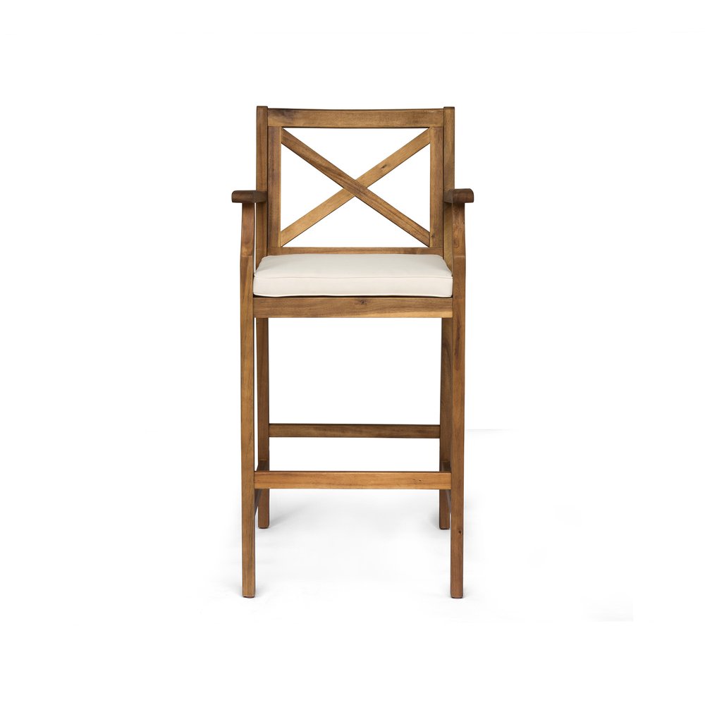 Set of Two 30" Brown Solid Wood Outdoor Bar Height Chairs - 45.75" H x 22.50" W x 24.00" D