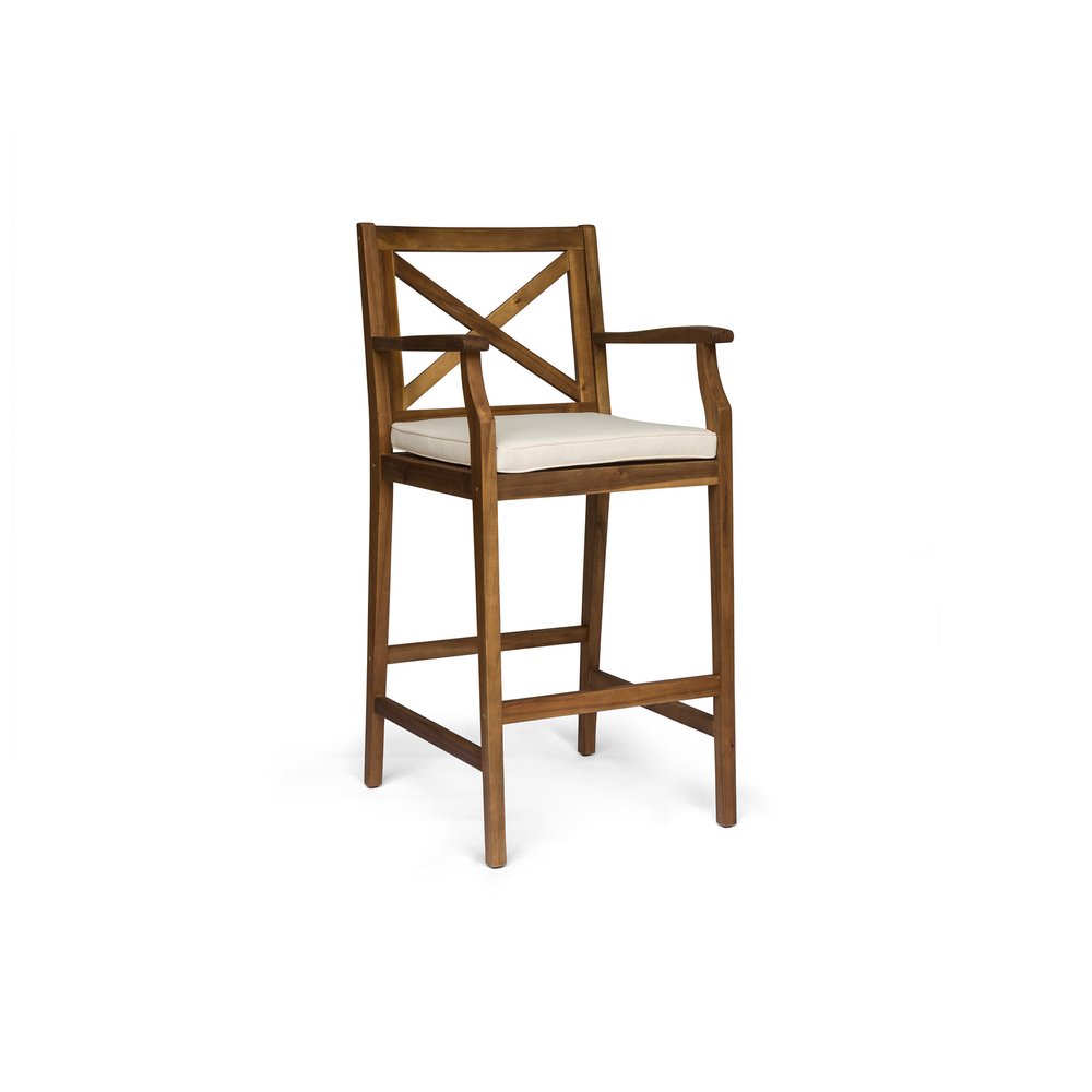 Set of Two 30" Brown Solid Wood Outdoor Bar Height Chairs - 45.75" H x 22.50" W x 24.00" D