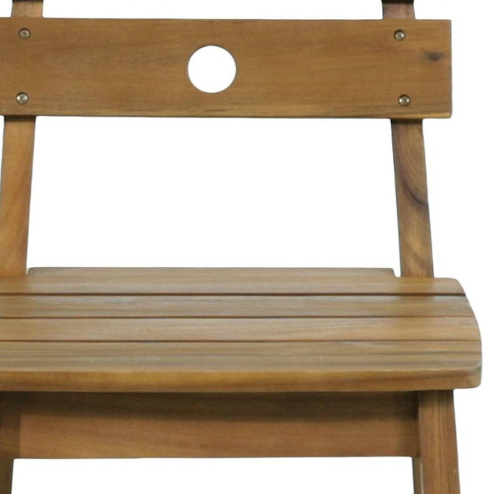 Set of Two 30" Brown Solid Wood Outdoor Bar Height Chairs - 40.50" H x 17.00" W x 20.25" D