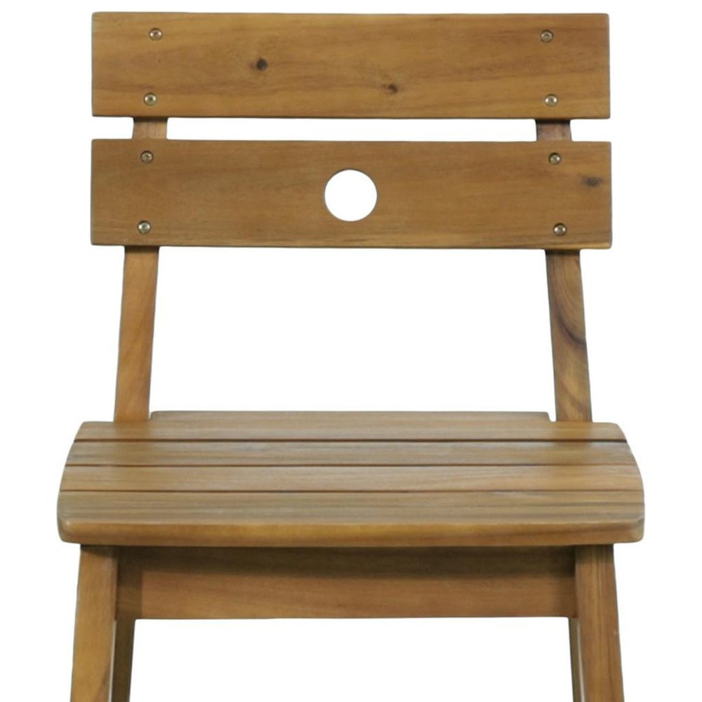 Set of Two 30" Brown Solid Wood Outdoor Bar Height Chairs - 40.50" H x 17.00" W x 20.25" D