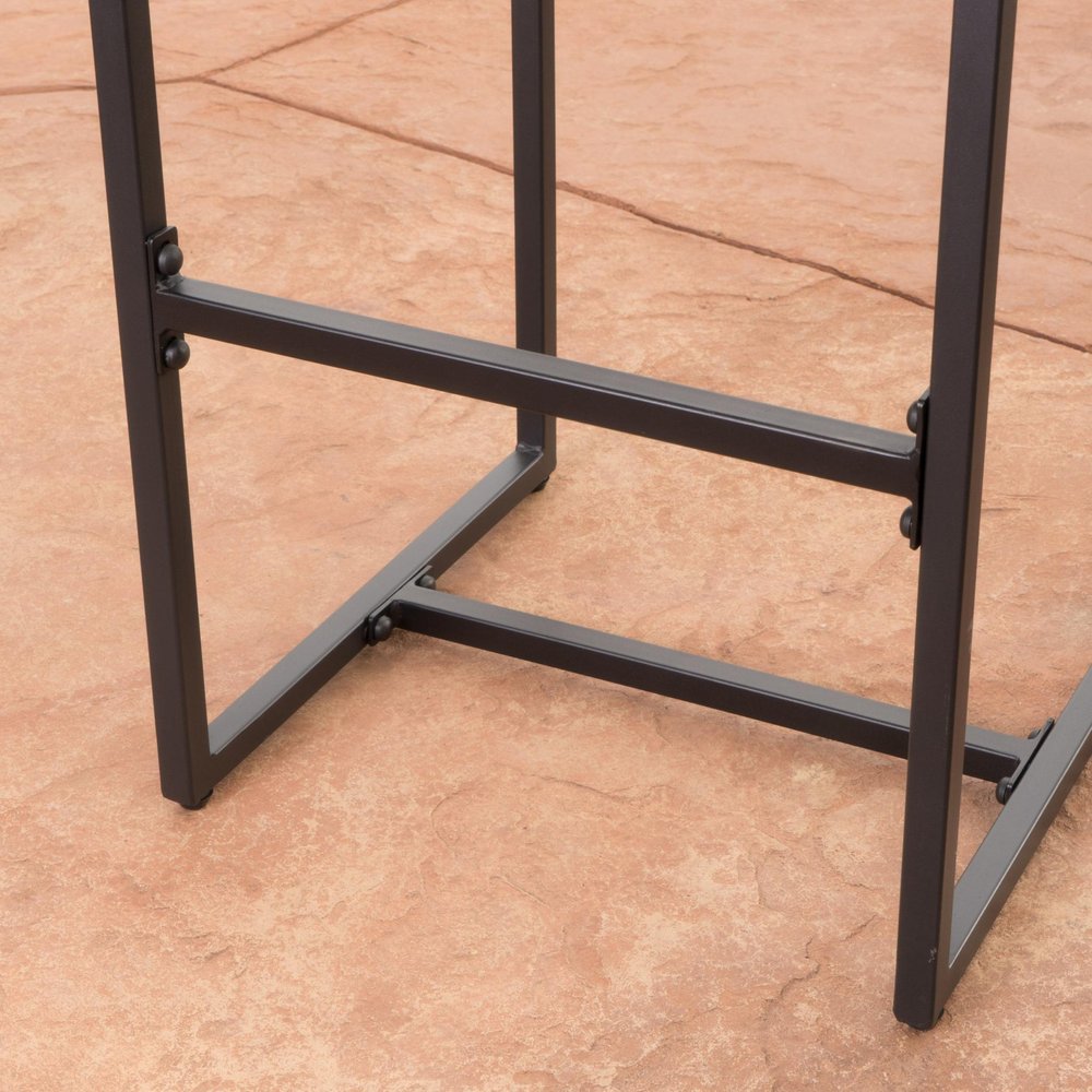 Set of Two 30" Gray Iron Outdoor Bar Height Chairs