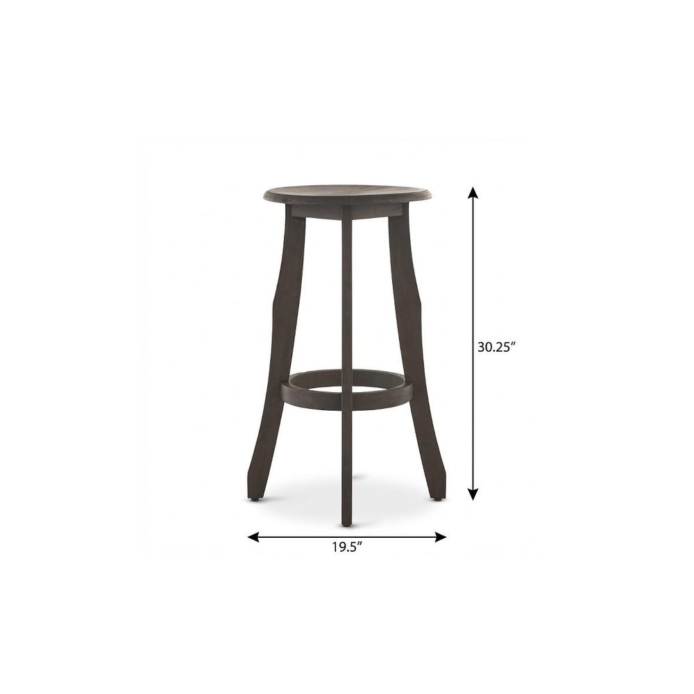 Set of Two 30" Dark Gray Solid Wood Backless Outdoor Bar Height Chairs on a white background