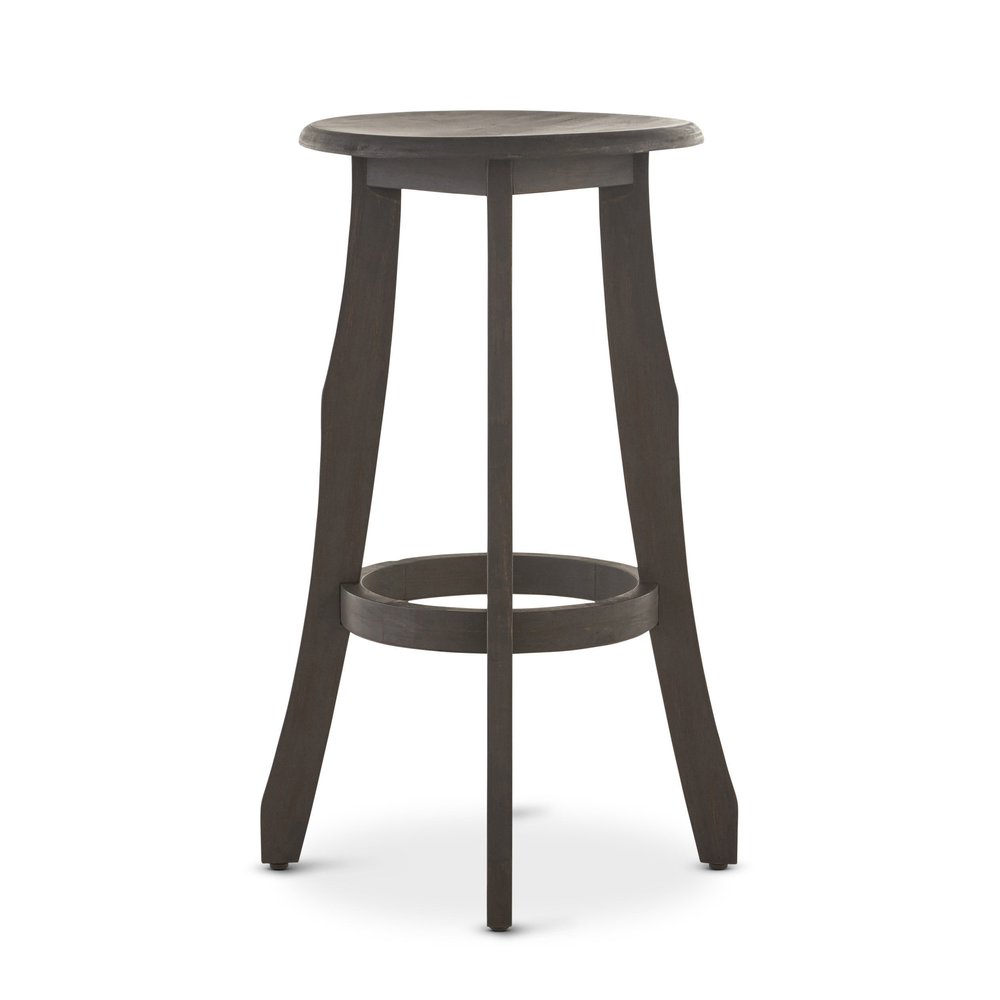 Set of Two 30" Dark Gray Solid Wood Backless Outdoor Bar Height Chairs