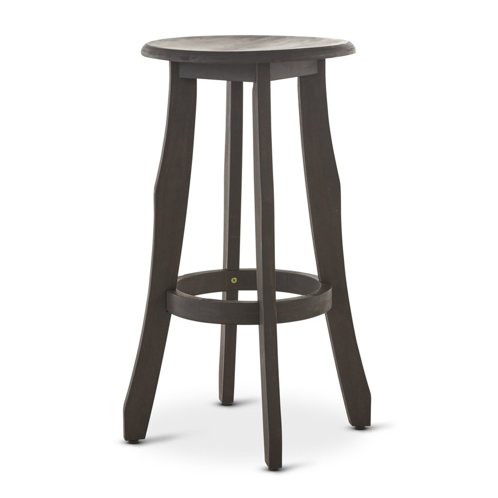 Set of Two 30" Dark Gray Solid Wood Backless Outdoor Bar Height Chairs