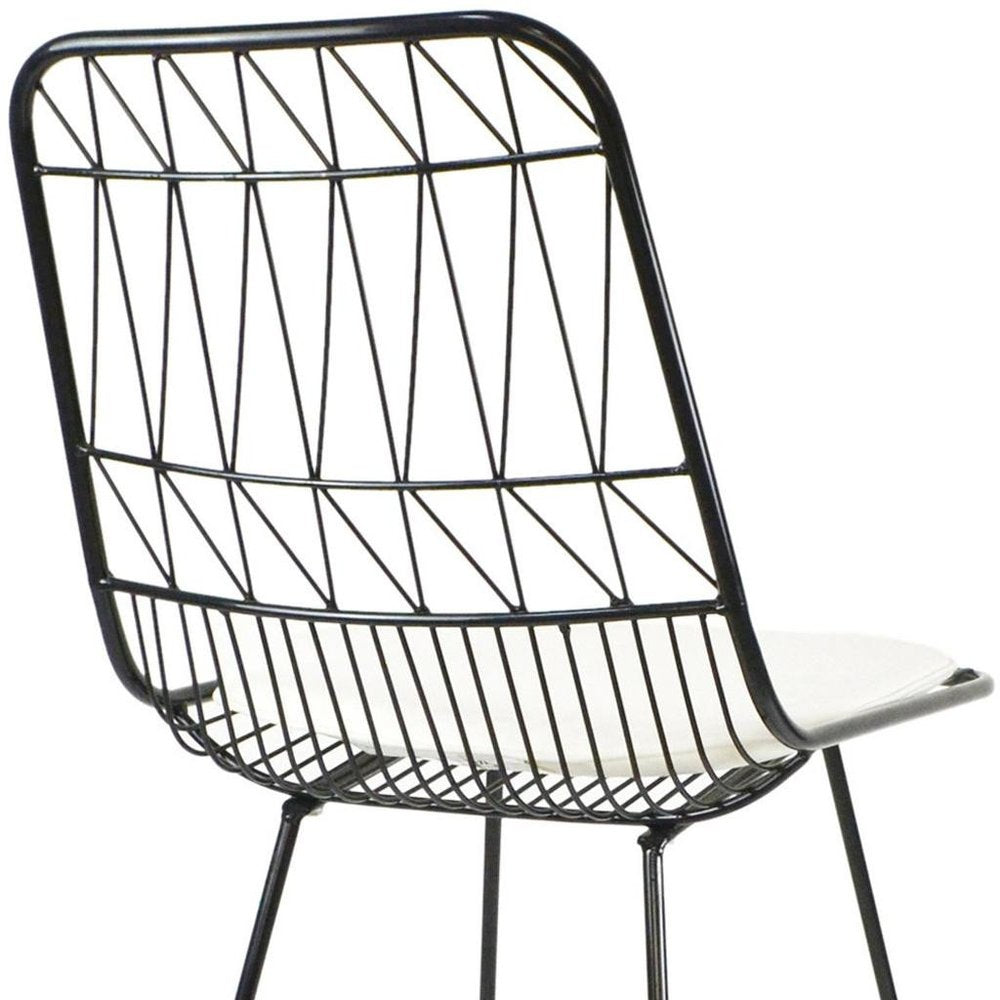 Set of Two 30" Black Iron Outdoor Bar Height Chairs on a white background