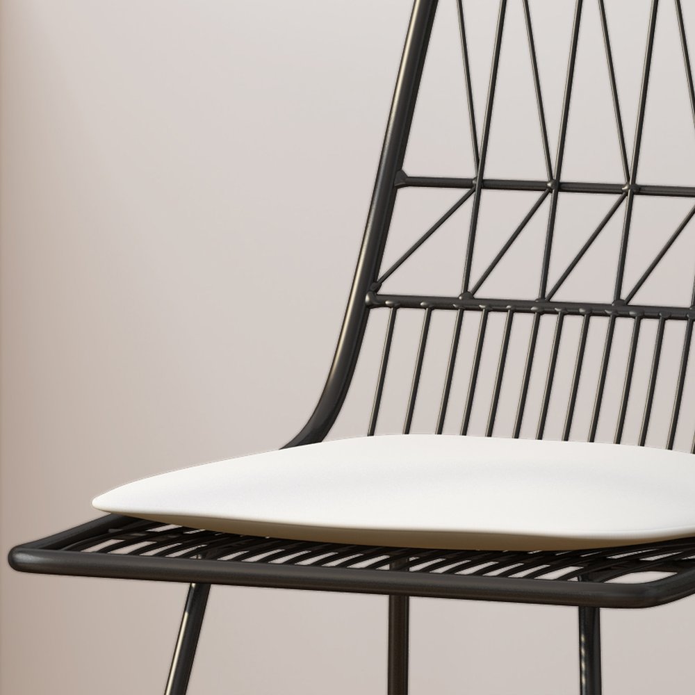 Set of Two 30" Black Iron Outdoor Bar Height Chairs