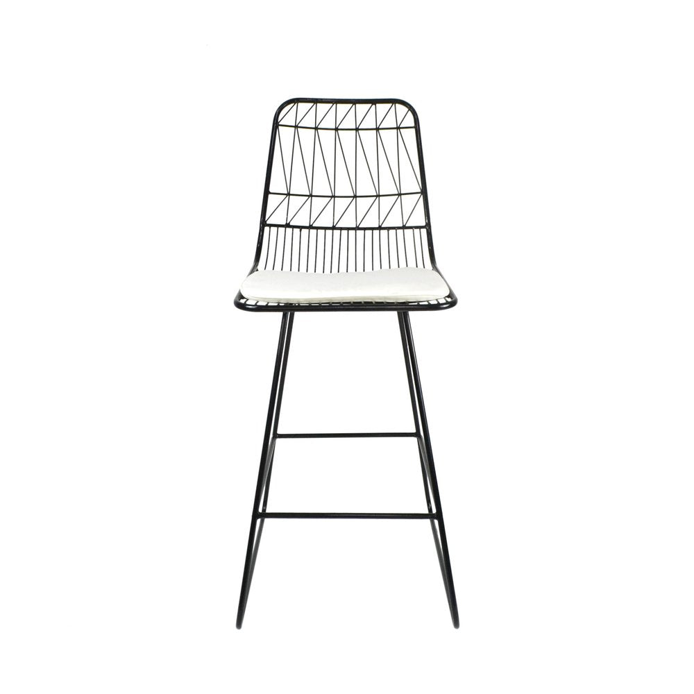 Set of Two 30" Black Iron Outdoor Bar Height Chairs
