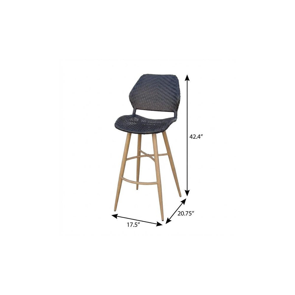 Set of Two 30" Brown Iron Outdoor Bar Height Chairs