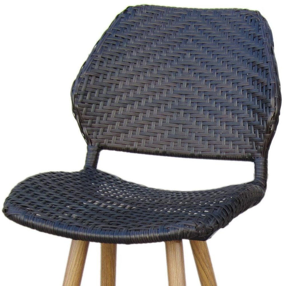 Set of Two 30" Brown Iron Outdoor Bar Height Chairs