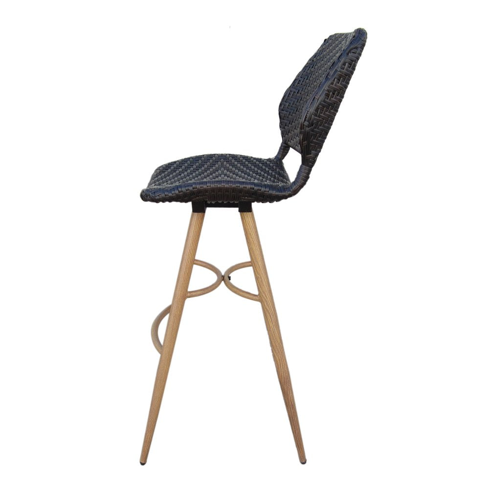 Set of Two 30" Brown Iron Outdoor Bar Height Chairs