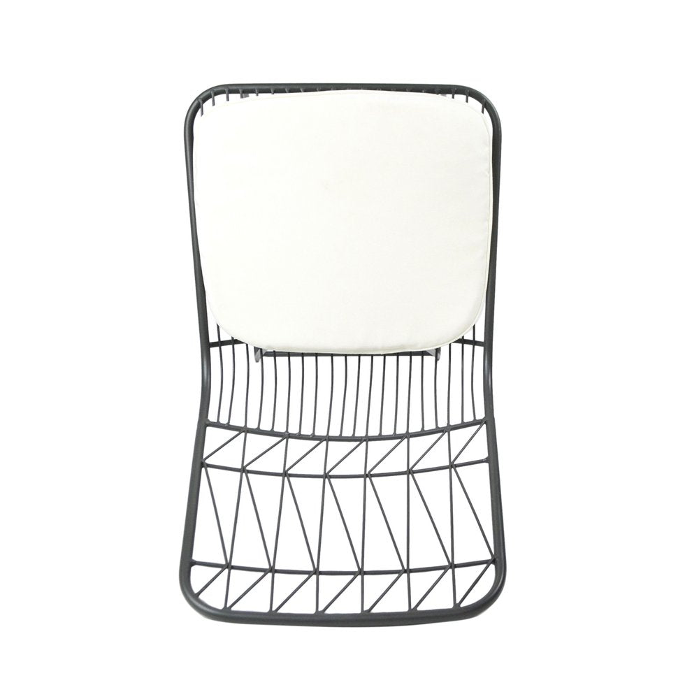 Set of Two 30" Gray And Ivory Iron And Cushion Outdoor Bar Height Chairs