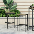 Set of Two 30" Gray Solid Wood Backless Outdoor Bar Height Chairs on a white background