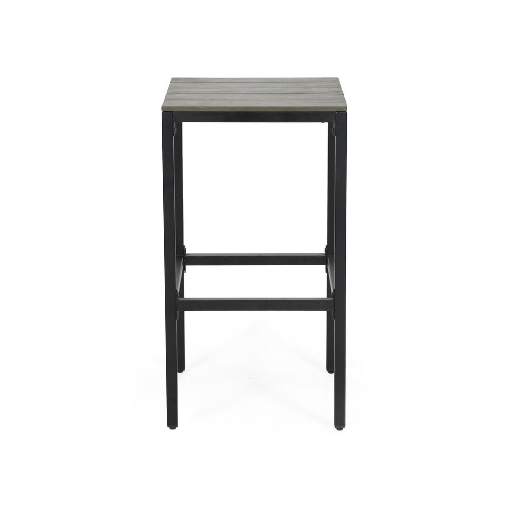 Set of Two 30" Gray Solid Wood Backless Outdoor Bar Height Chairs on a white background