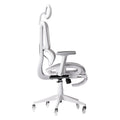 Light Gray And White Adjustable Height Swivel Rolling Gaming Chair With Footrest on a white background