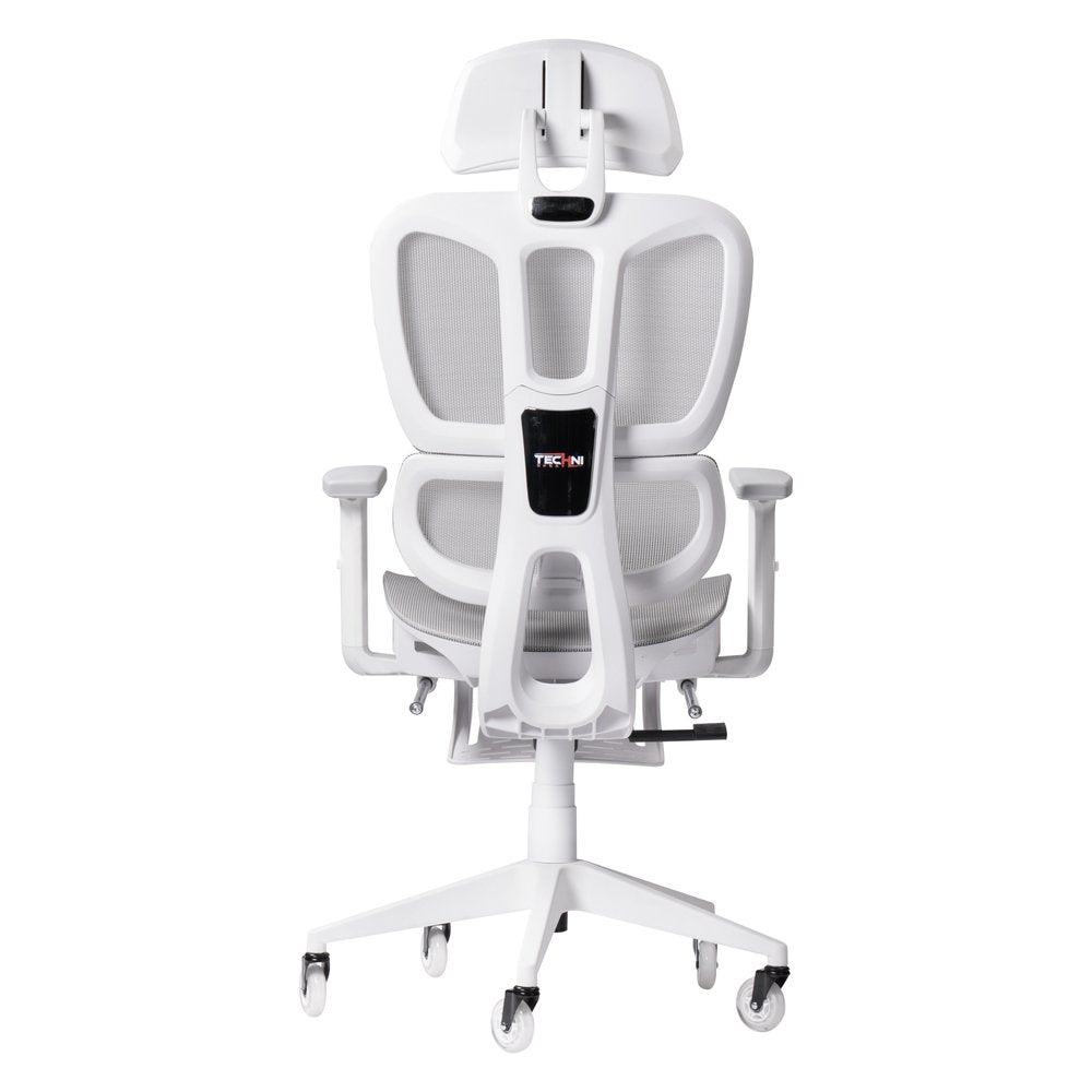 Light Gray And White Adjustable Height Swivel Rolling Gaming Chair With Footrest on a white background