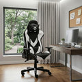 White and Black Adjustable Height Swivel Rolling Gaming Chair