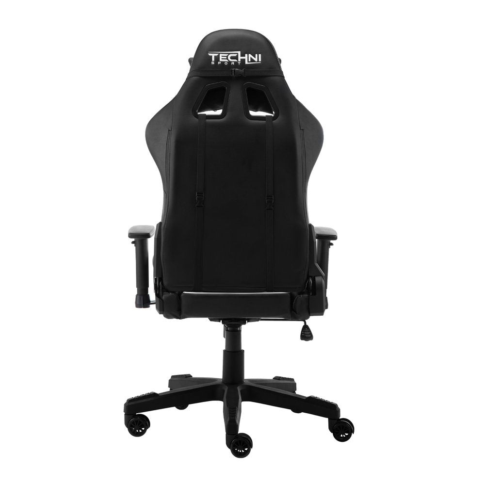White And Black Adjustable Height Swivel Rolling Gaming Chair on a white background