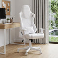 White Adjustable Height Swivel Rolling Gaming Chair