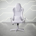 White Adjustable Height Swivel Rolling Gaming Chair close-up detail