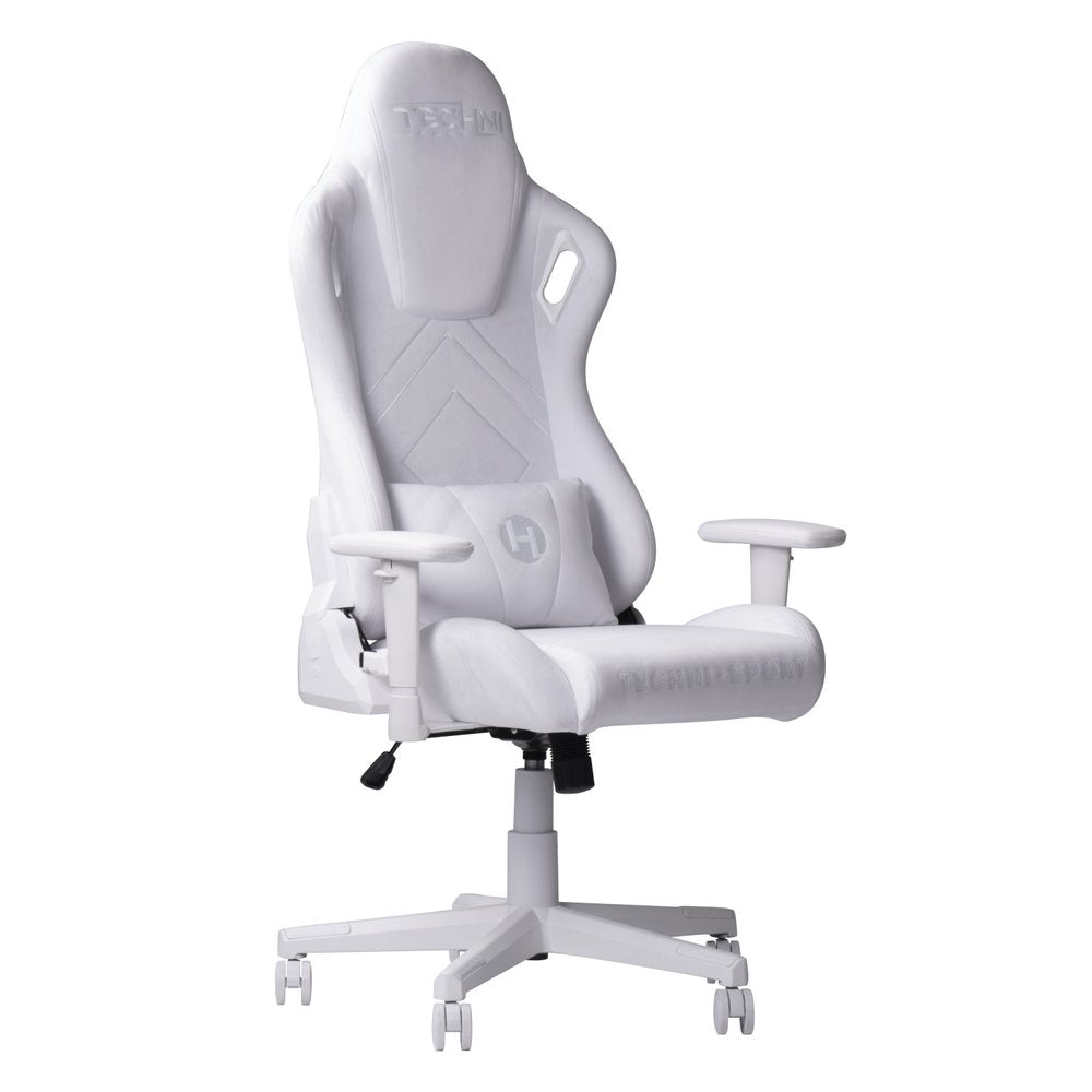White Adjustable Height Swivel Rolling Gaming Chair