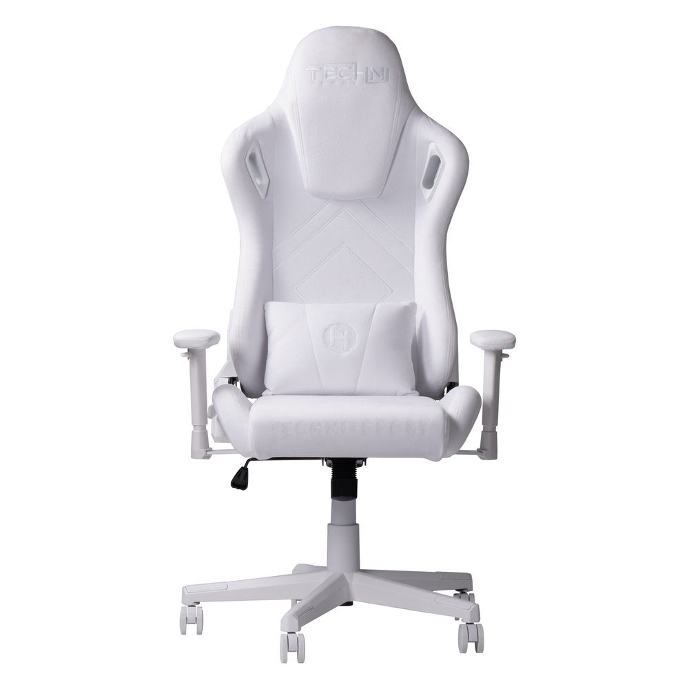 White Adjustable Height Swivel Rolling Gaming Chair